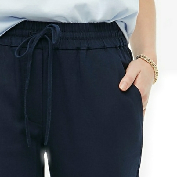 NWT J. Crew Drawstring Navy Crop Pants - Picture 2 of 4